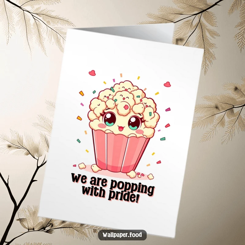Funny Free Printable Congratulations Card: A playful popcorn character showering confetti to celebrate a momentous achievement in style.