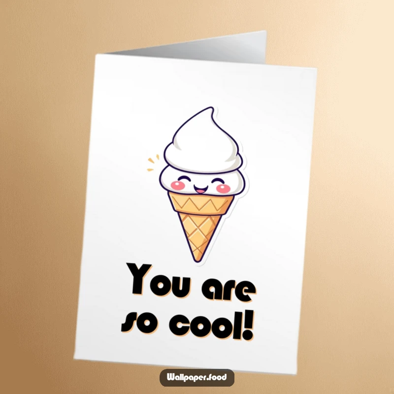 Funny Free Printable Congratulations card of a happy ice cream cone character beaming with delight.
