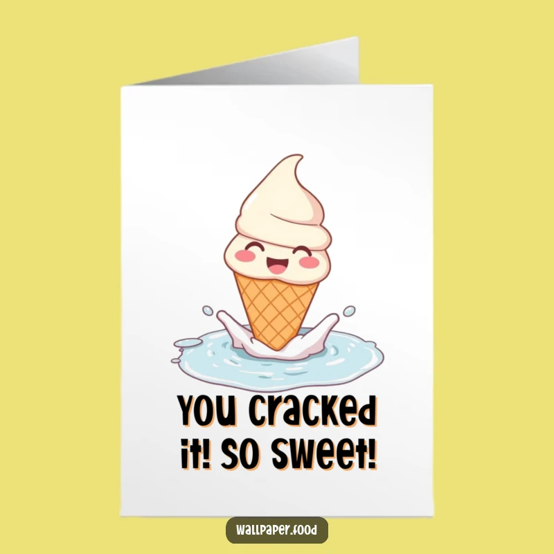 Free Printable Ice Cream Card: Splashing Cone for Joyful Congratulations & Sweet Downloadable Gift