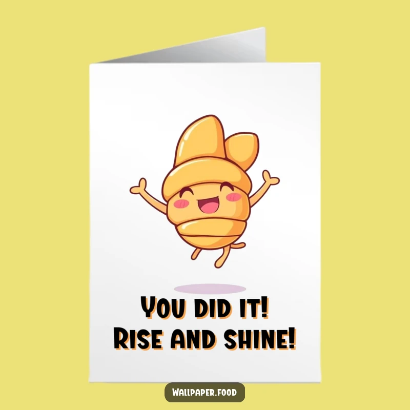 Free Printable Congrats Card: Croissant Leap Funny Downloadable for Any Occasion