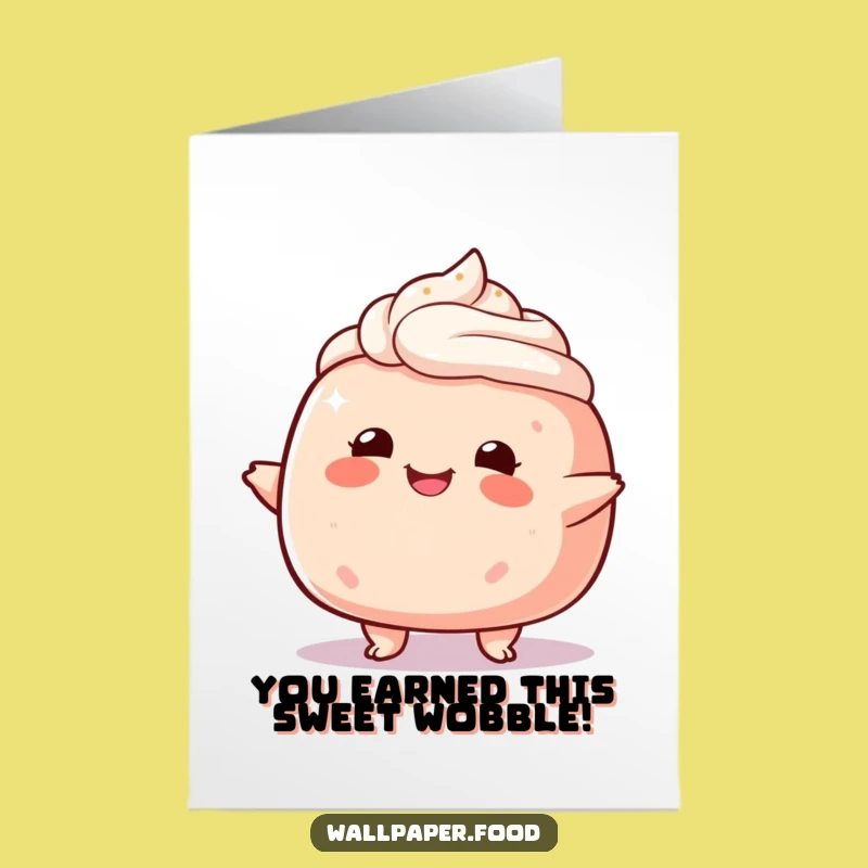 Free Printable Congrats Card: Wobbly Cake Character Humorous Downloadable Gift