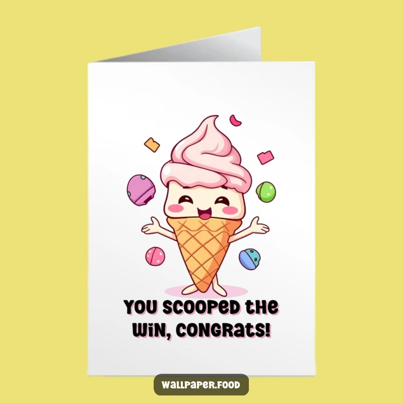 Free Printable Congrats Card: Ice Cream Juggler, Joyful Downloadable Greeting
