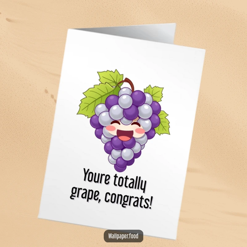 Funny Free Printable Congratulations Card: A bunch of grapes giggling with pure delight, bursting with celebratory joy for an achievement.