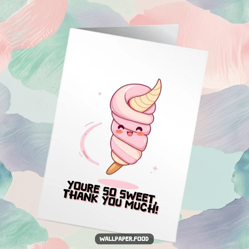 Free Printable Thank You Card featuring a twirling churro character leaving a sugary trail, sending sweet appreciation.