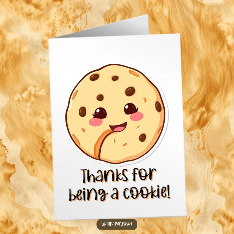 Funny Free Printable Thank You Card: A happy cookie character grins, a bite mark revealing its sweet gratitude.