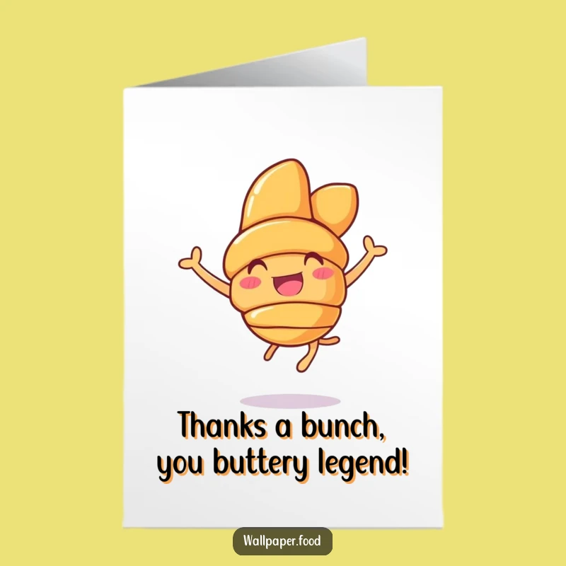 Free Printable Thank You Card: Croissant Leap Funny Downloadable Expression of Gratitude