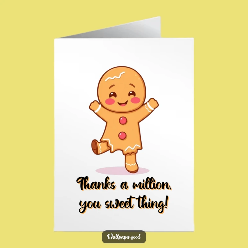Free Printable Thank You Card: Gingerbread Dance Funny Downloadable for Sweet Thanks