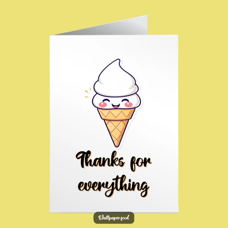 Free Printable Thank You Card: Happy Ice Cream Funny Downloadable Gift