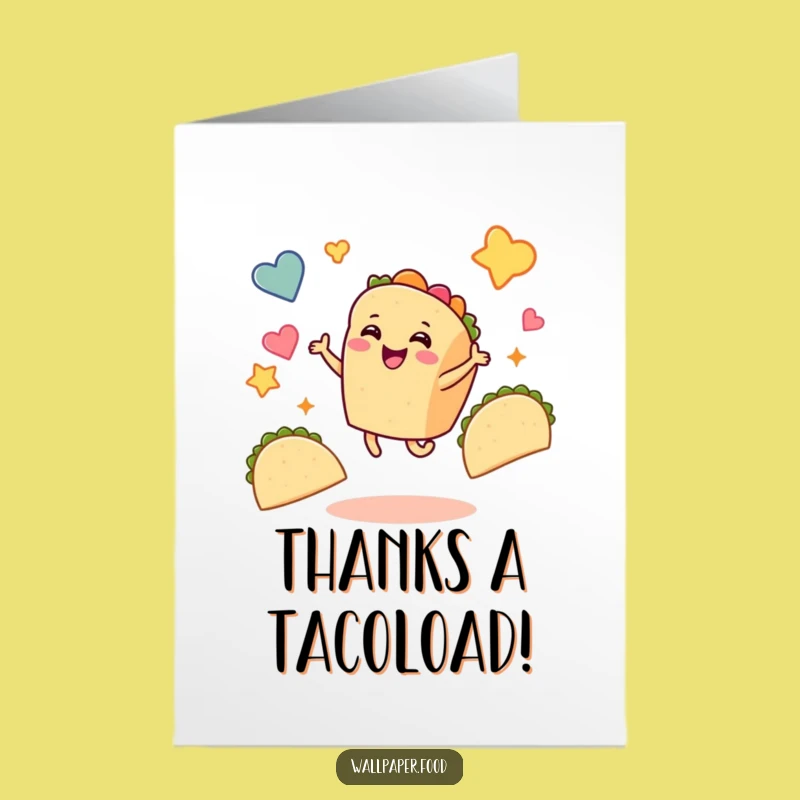 Free Printable Funny Taco Thank You Card: Dancing Fiesta Design for a Grateful Downloadable Gift