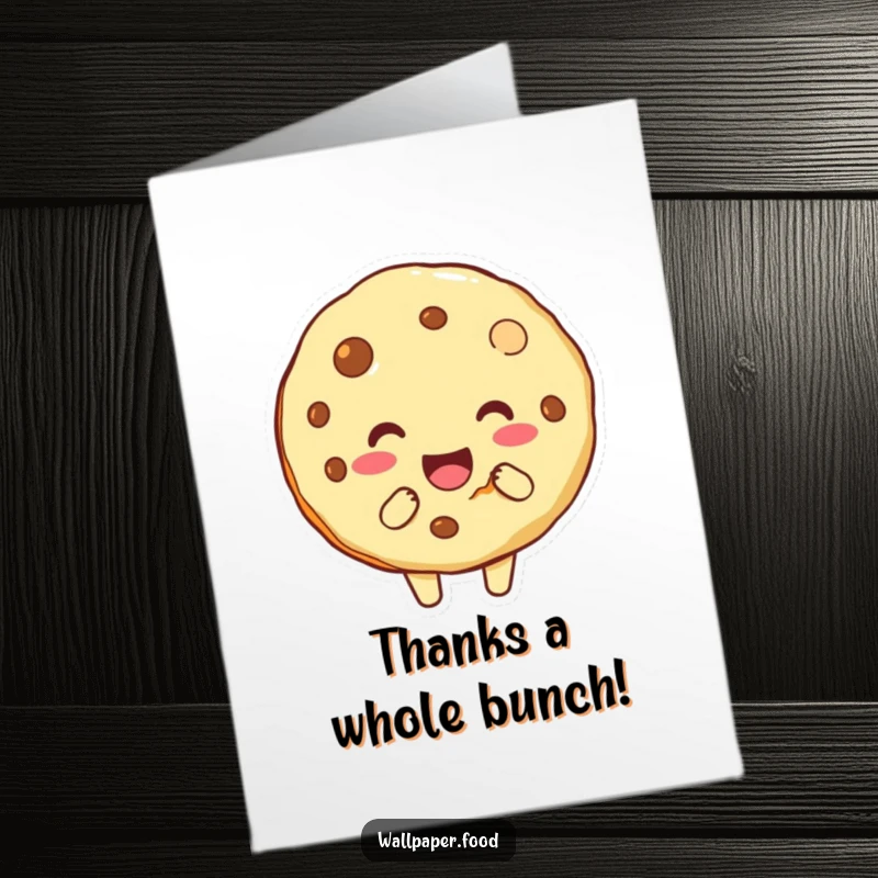 Funny Free Printable Thank You Card with a playful cookie character taking a bite, perfect for expressing gratitude humorously.