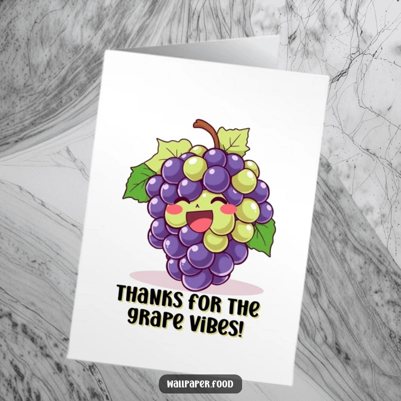 Funny Free Printable Thank You Card with a bunch of cheerful grapes giggling, expressing thanks in a delightfully humorous way.