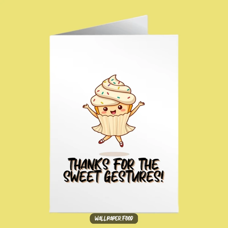 Free Printable Cupcake Thank You Card: Whimsical Dancer Downloadable Gift