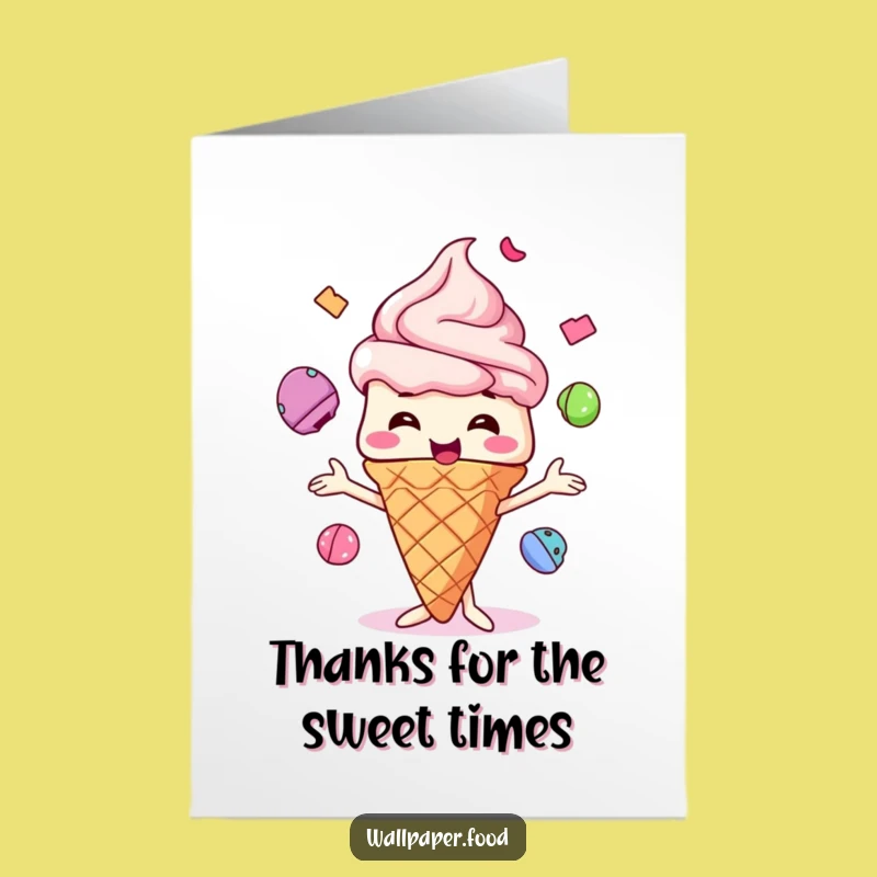 Free Printable Thank You Card: Giggling Ice Cream Juggler, Cool Downloadable Greeting