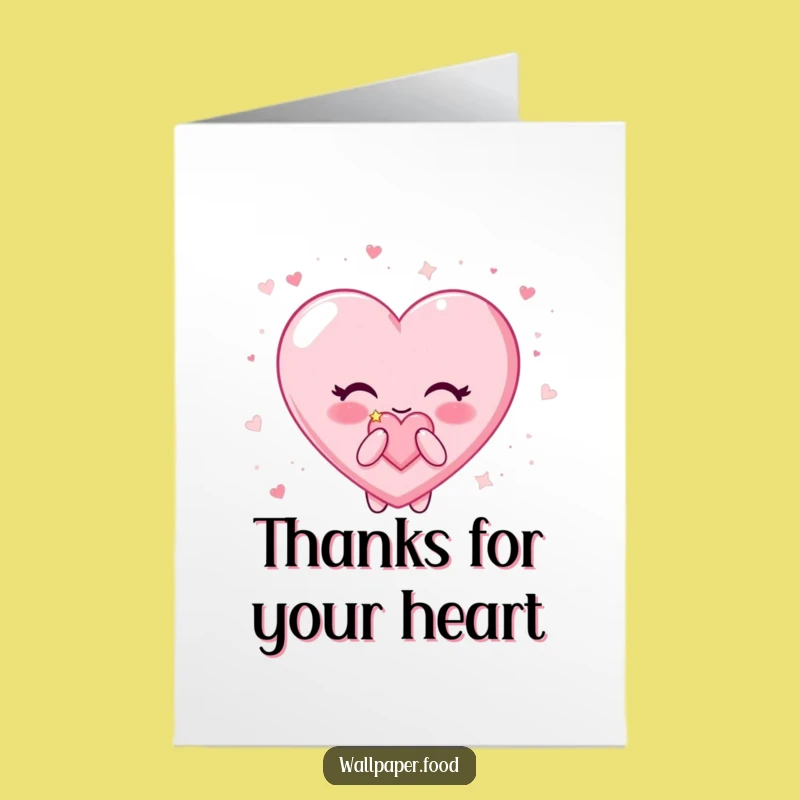Free Printable Thank You Card: Candy Heart Blow Kiss Funny Downloadable Gift