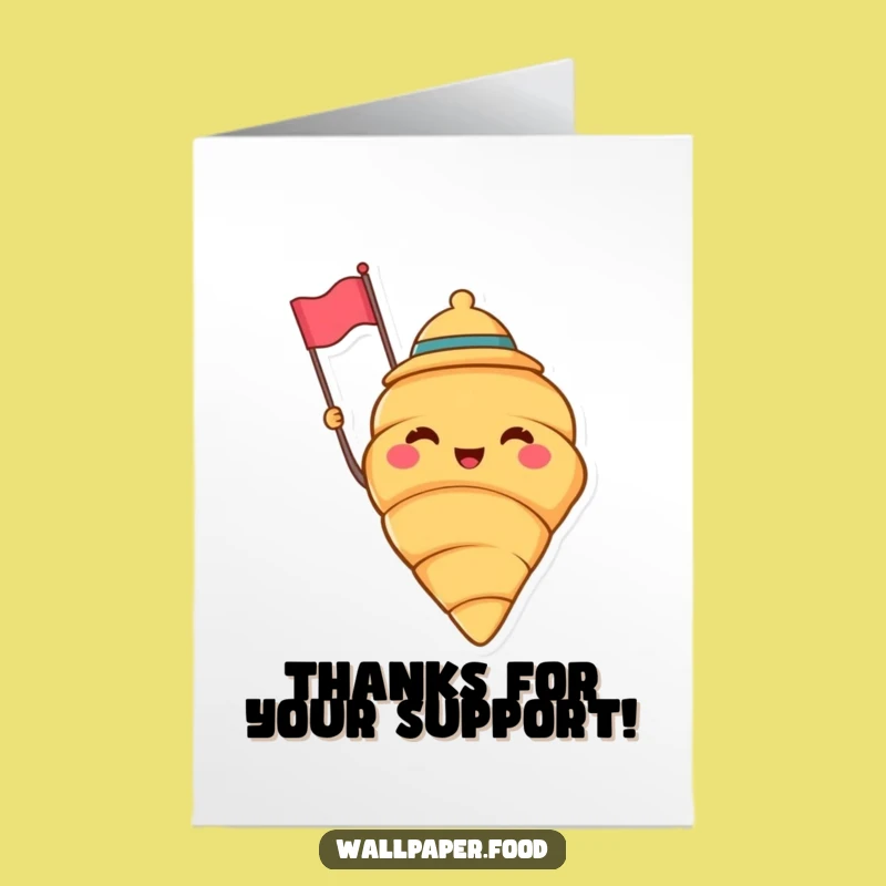 Free Printable Thank You Card: Grateful Croissant with Flag to Wave Your Thanks