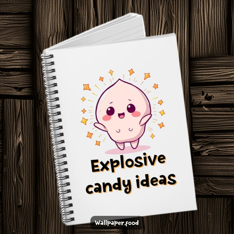 Funny Notebook: A cheerful candy character creating a starry explosion, perfect for jotting down sweet ideas and funny notes.
