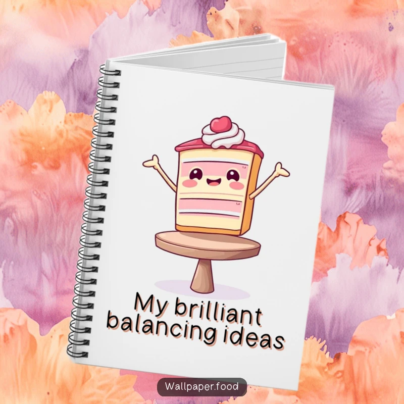 Funny Notebook: A happy cake slice artfully balancing, ready to capture your funny thoughts and creative ideas.