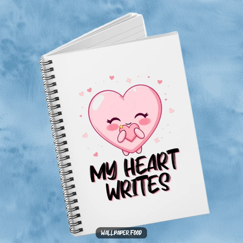 Funny Candy Heart Notebook: Happy character happily blowing surrounded by glitter, perfect for jotting down sweet ideas.