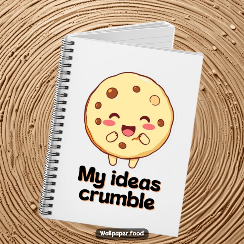 Funny notebook featuring a cute cookie character with a bite taken, inspiring creativity and laughter for all your writing needs.