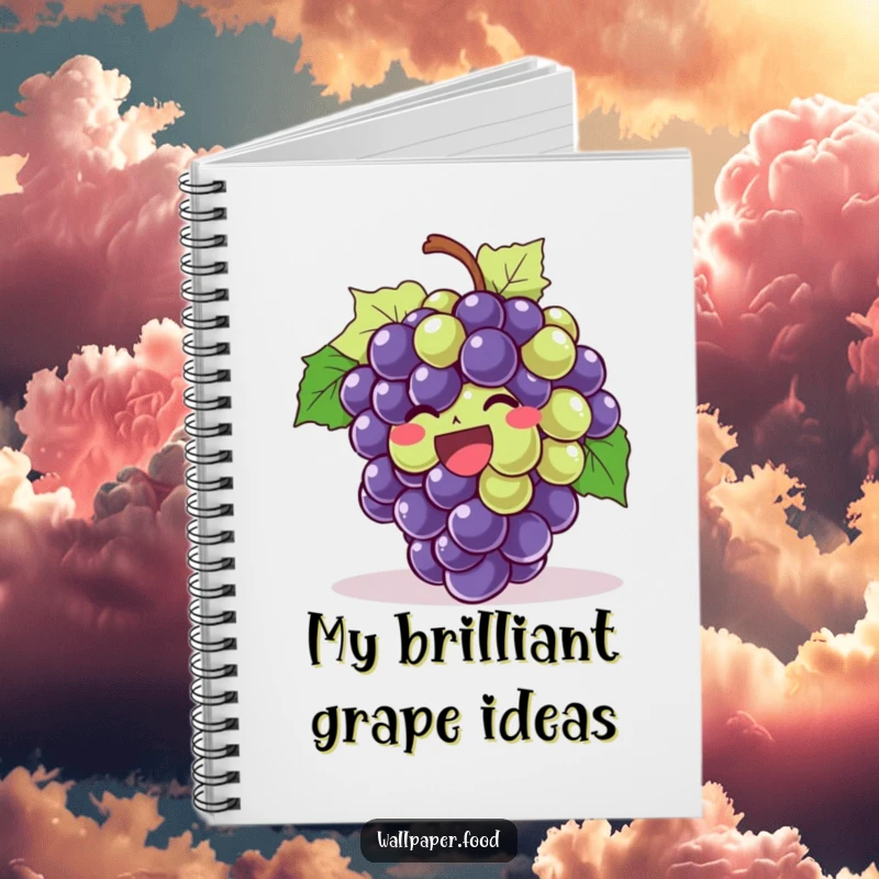 Funny Giggling Grapes Notebook with a bunch of grapes in fits of laughter, ideal for jotting down funny thoughts and gift ideas.