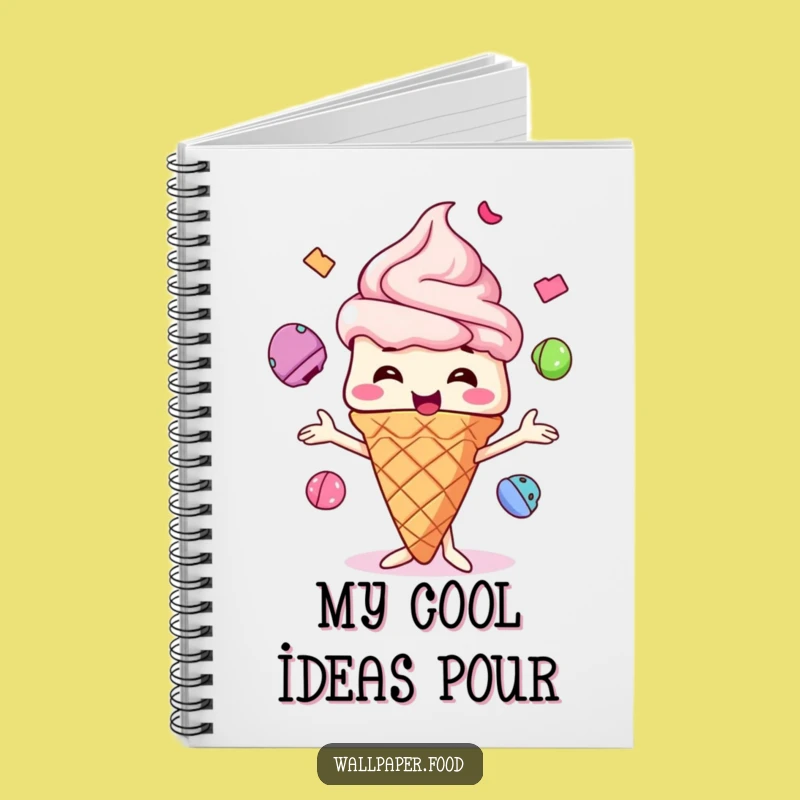 Funny Ice Cream Cone Juggling Notebook, Jot Down Sweet Ideas with Flair
