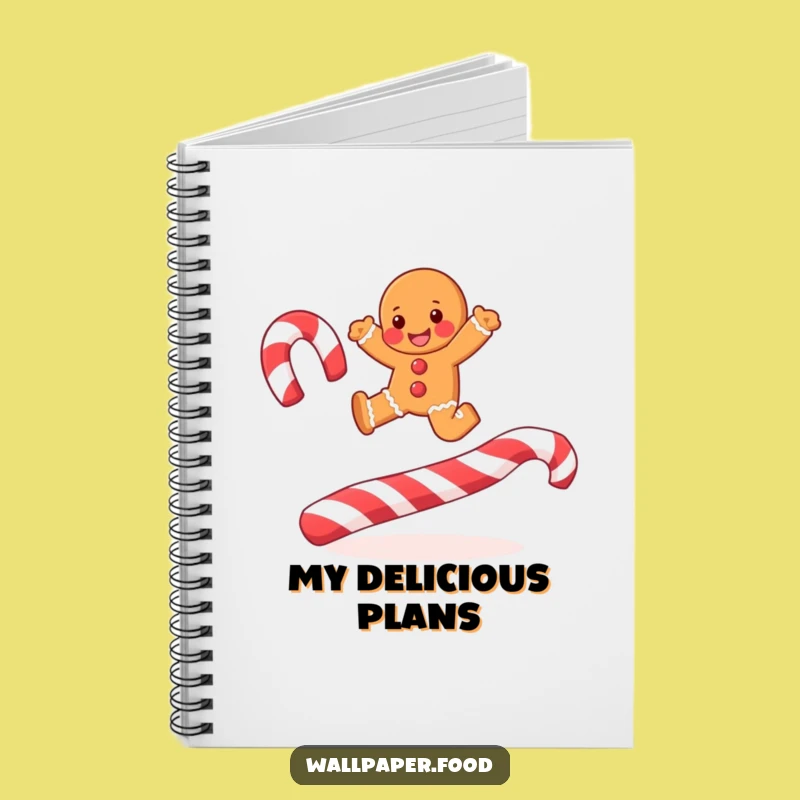 Funny Joyful Gingerbread Man Candy Cane Notebook: Holiday Notes