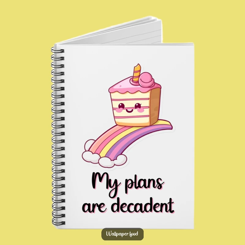 Funny Grinning Cake Rainbow Notebook, Sweet Ride Journal for Ideas