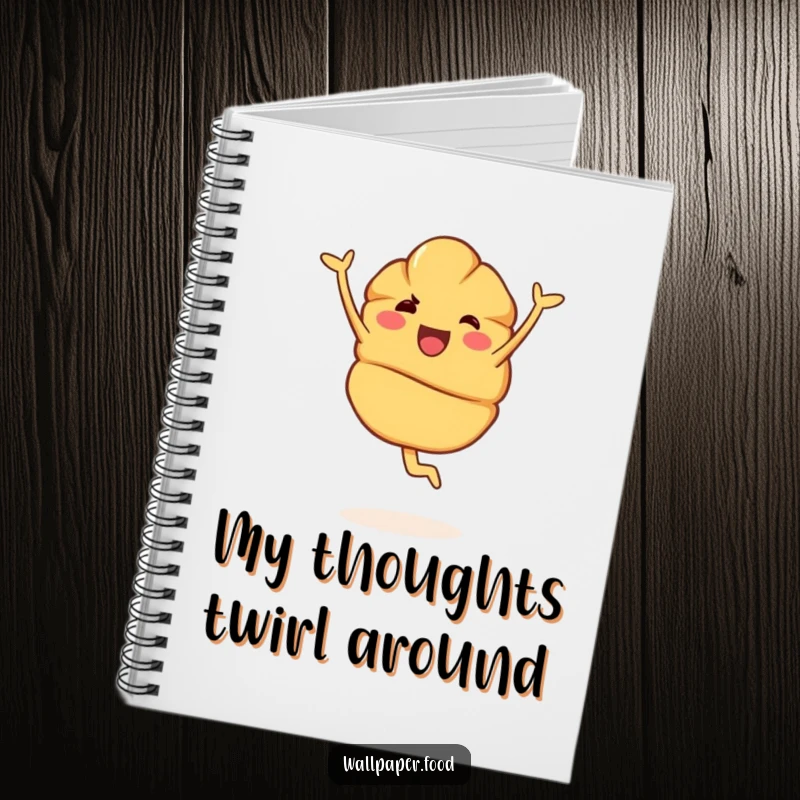 Funny Notebook: A joyous croissant character in a pirouette, ready to capture your most elegant and creative thoughts with playful flair.