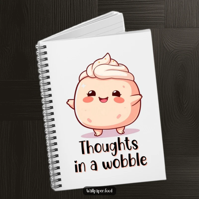Funny plump cake character notebook, with pages ready for sweet notes, featuring a happy wobble.