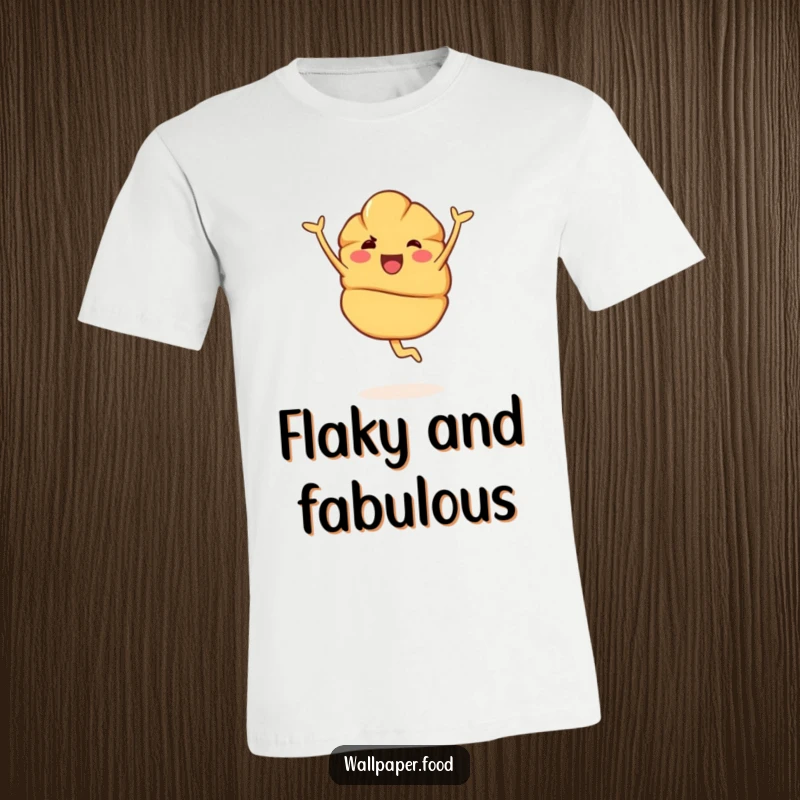 Funny T-Shirt: A happy croissant character in mid-pirouette, radiating elegance, joy, and a touch of playful artistry.