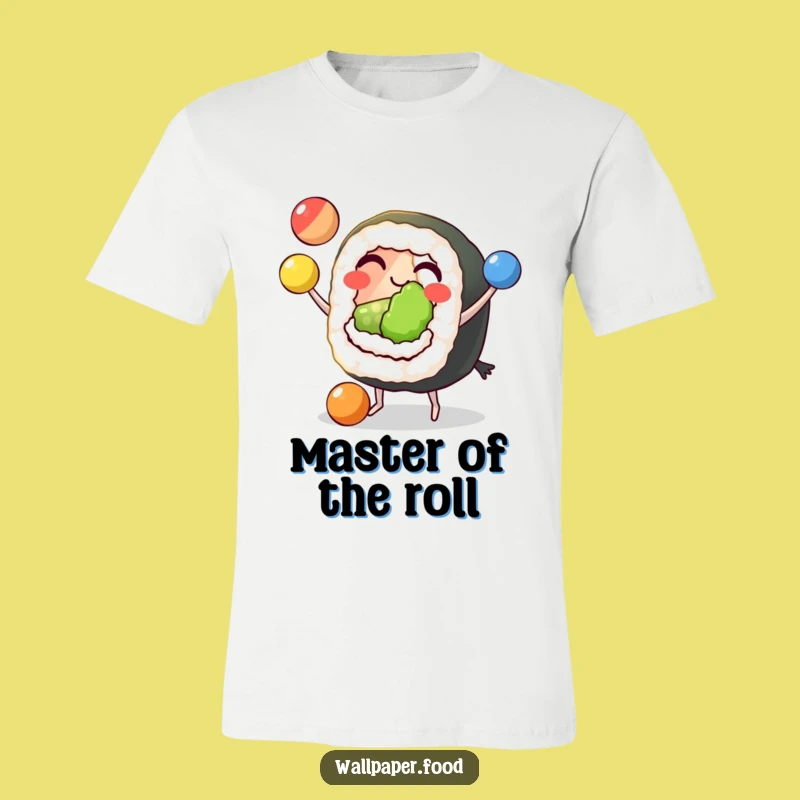 Funny Sushi Juggling T-Shirt: Wear Your Skills with This Grinning Character