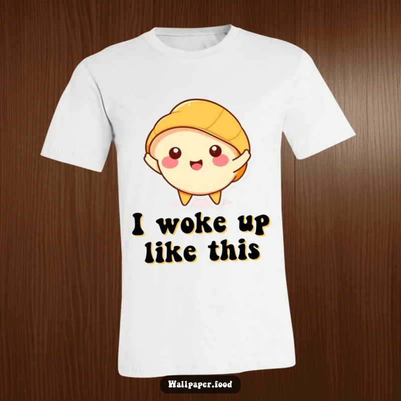 Funny Croissant T-Shirt: Happy character happily stretching its layers, a humorous and stylish design.
