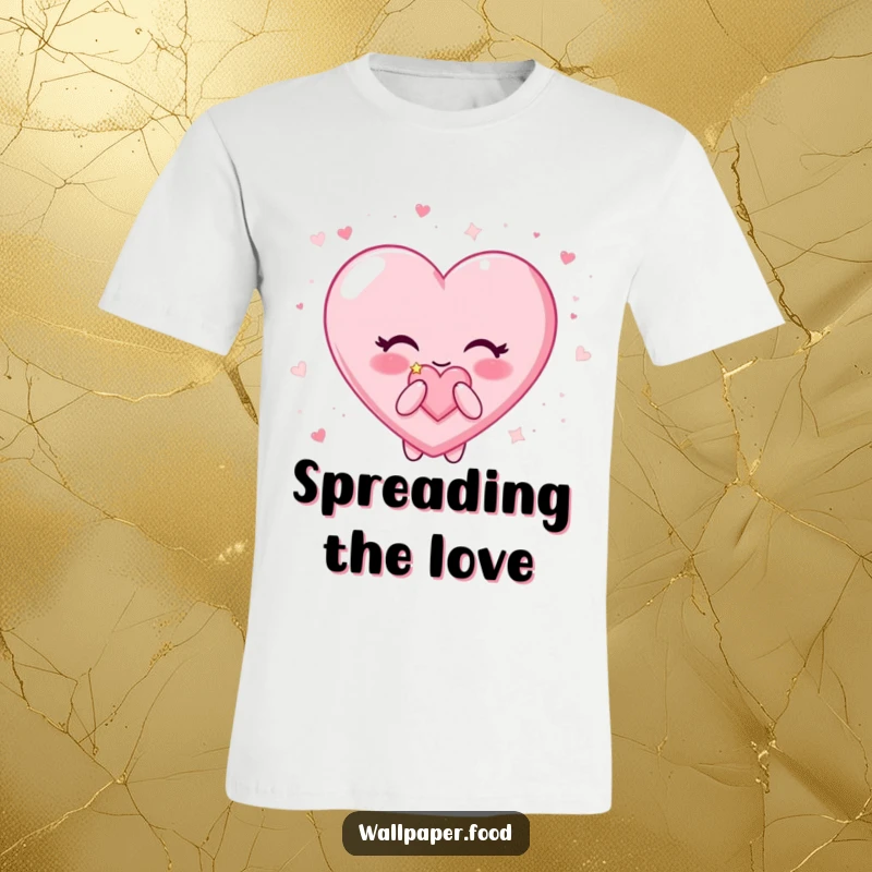 Funny Candy Heart T-Shirt: Happy character happily blowing surrounded by glitter, a fun and charming design.