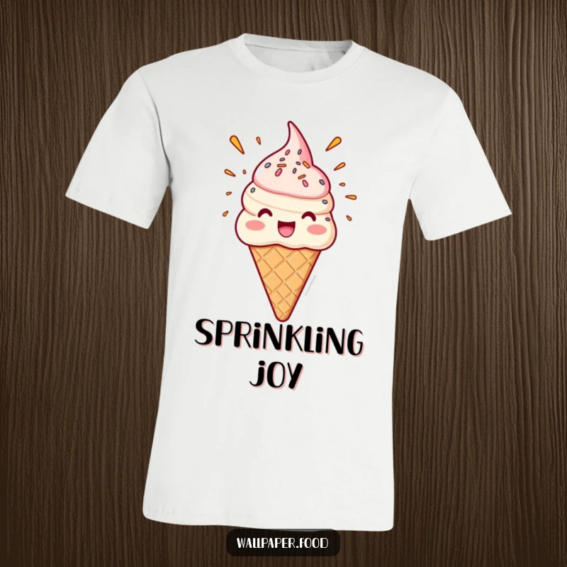 Funny t-shirt featuring a happy ice cream cone character with a massive sprinkle eruption, perfect for cool summer vibes.