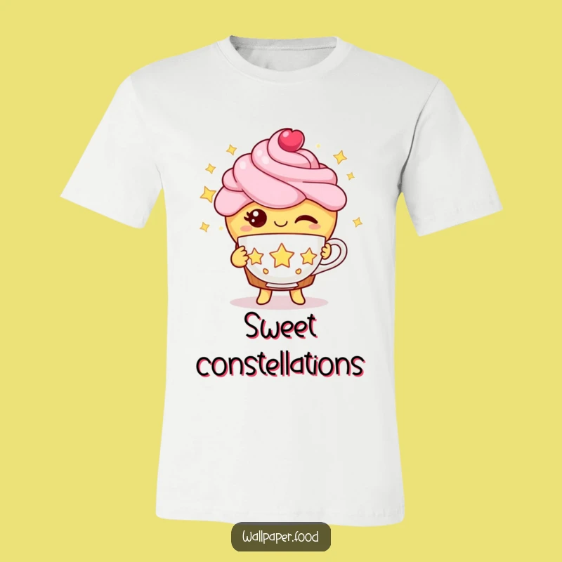 Funny Winking Cupcake T-Shirt - Star Tea Character Tee for Sweet Magic!