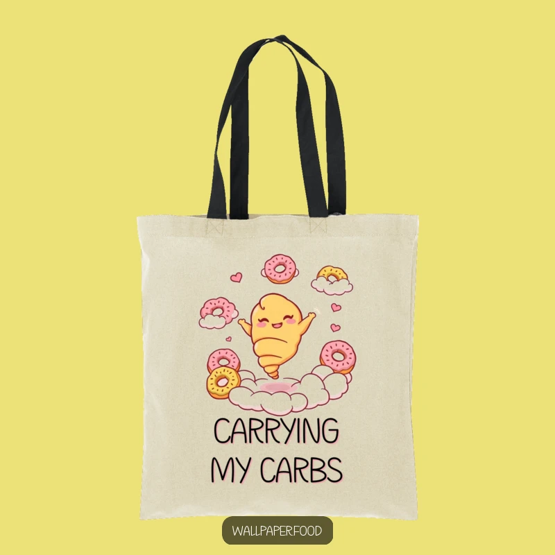 Funny Croissant Twirl Tote Bag - Giggling Pastry Carry-All for Sweet Treats!