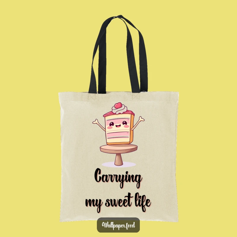 Funny Balancing Cake Slice Tote Bag - Hilarious Dessert Carry-All for Sweet Treat Fans
