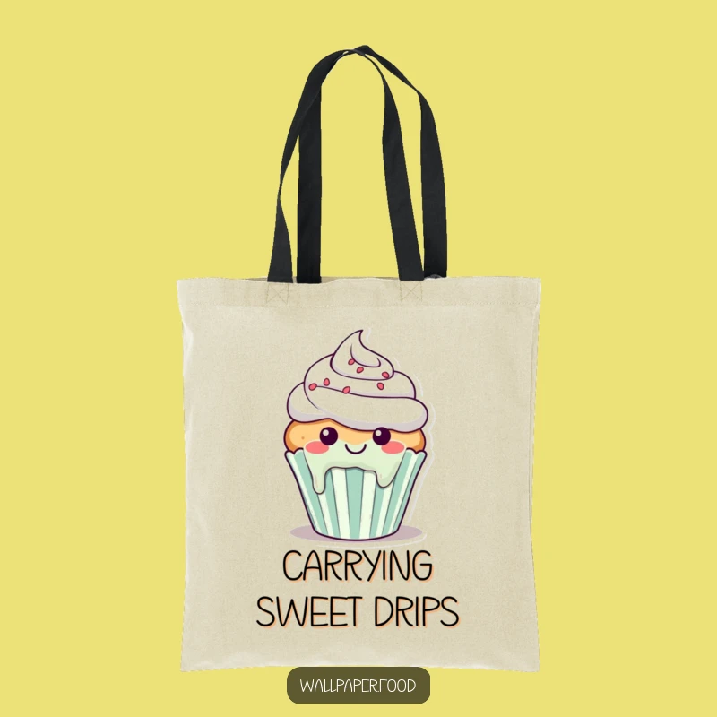 Funny Cupcake Drip Tote Bag: Carry Sweetness with a Happy Character