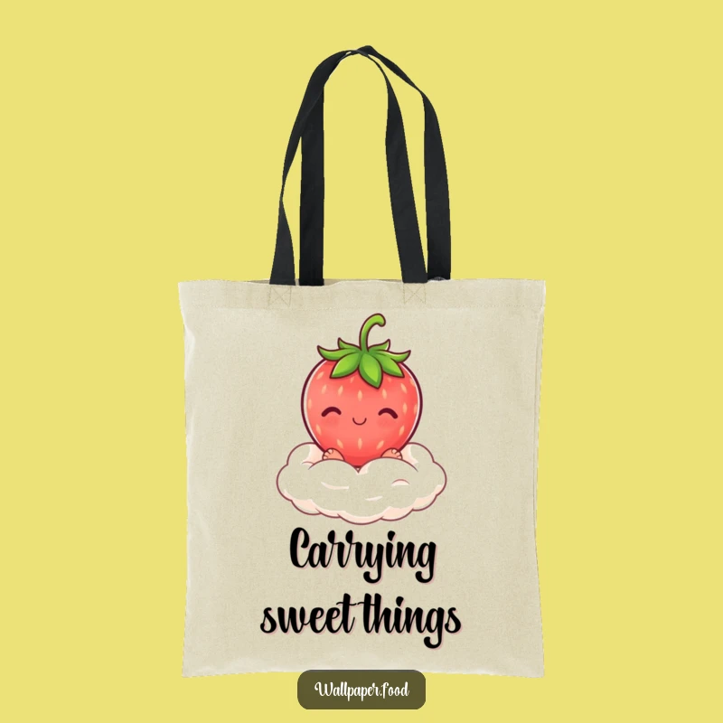 Funny Blushing Strawberry Cream Cloud Tote Bag: Carry Sweetness
