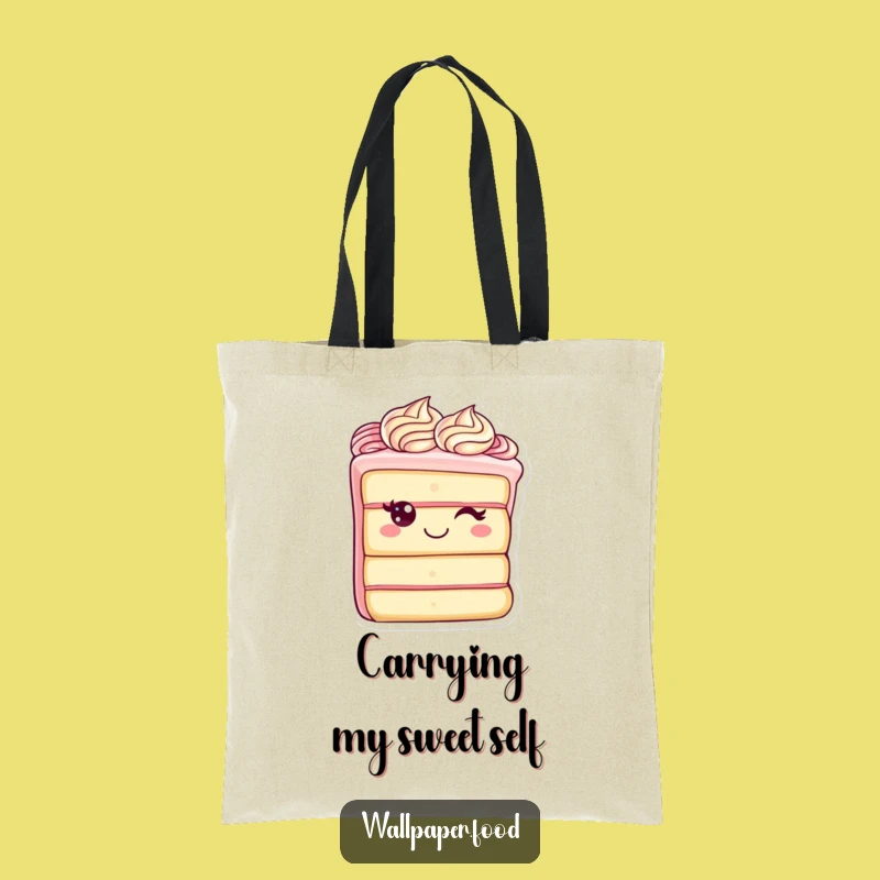 Funny Cake Slice Tote Bag: Carry Your Essentials with a Cheerful Frosting Character, Perfect Funny Gift