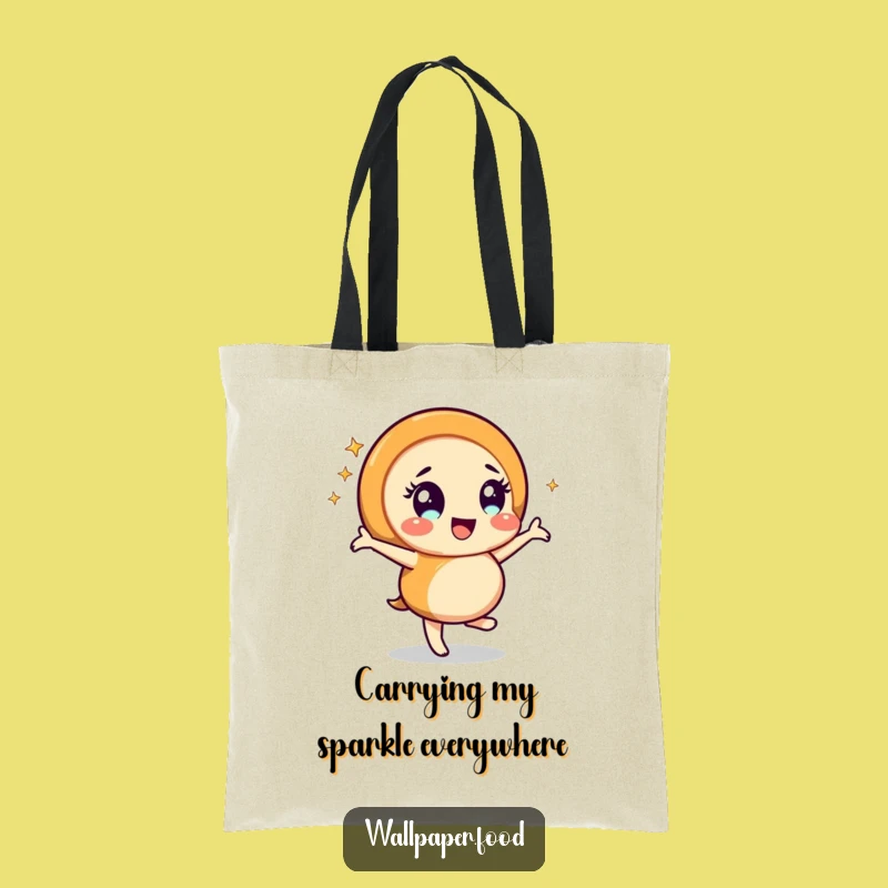 Funny Caramel Swirl Dancing Tote Bag: Cheerful Character Sparkle Carry-all, Great Funny Gift