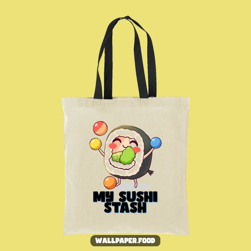 Funny Sushi Juggling Tote Bag: Carry Your Talent with This Grinning Character