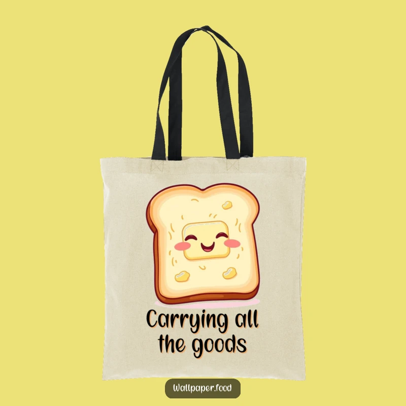 Funny Toast Butter Tote Bag, Wiggling with Glee Humorous Carryall